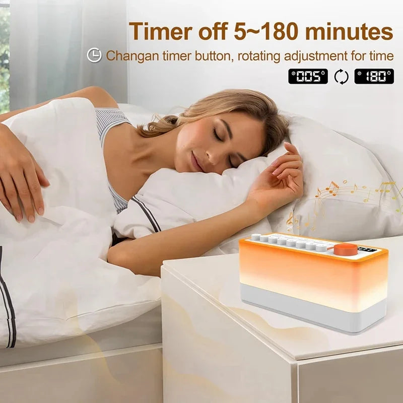 White Noise Sleep Sound Machine with 8 Nature Sounds, Portable Bluetooth Speaker